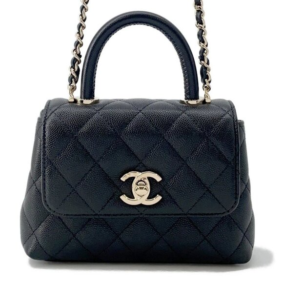 CHANEL Matelasse Coco Handle Size Mini mini Calfskin Black AP4244 - Picture 1 of 12
